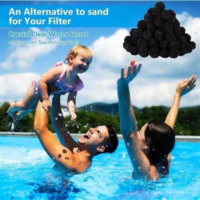 Bolas de filtro de piscina de 4,6 libras, medio de filtro de arena reutilizable, bolas de filtro negras para bomba de filtro de piscina, acuario